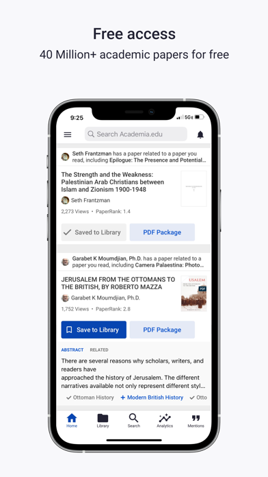 Academia.edu app screenshot 1