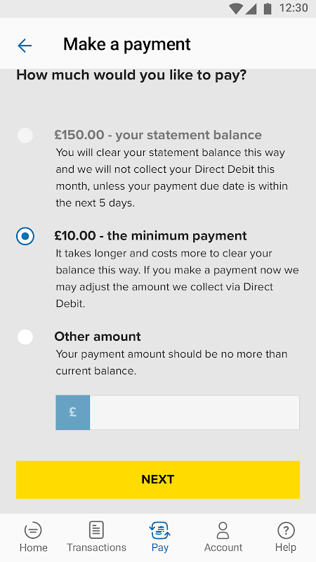 Aqua credit card app screenshot 2