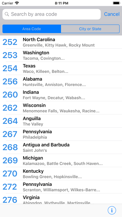 Area Code app screenshot 1