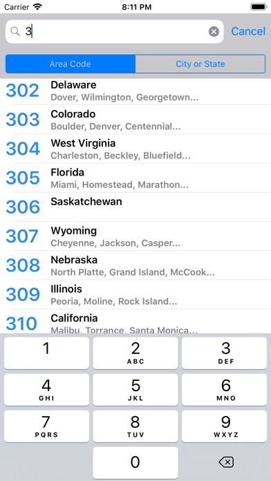 Area Code app screenshot 2