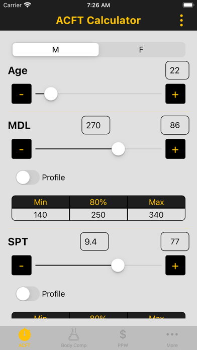 Army Fitness Calculator app screenshot 1