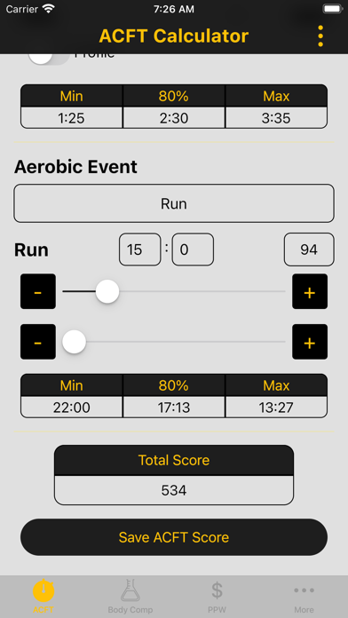 Army Fitness Calculator app screenshot 2