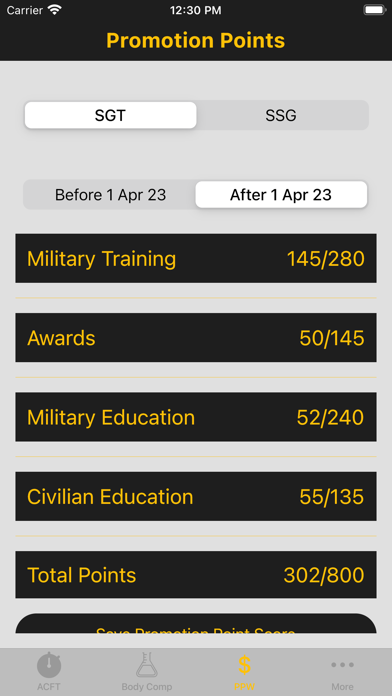 Army Fitness Calculator app screenshot 8