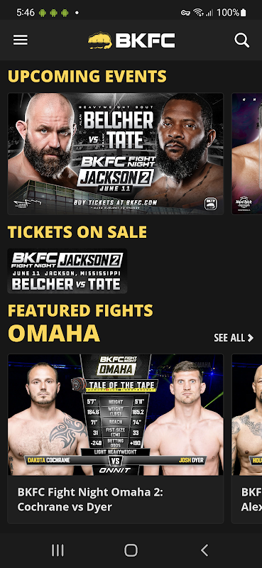 Bare Knuckle BKFC app screenshot 1