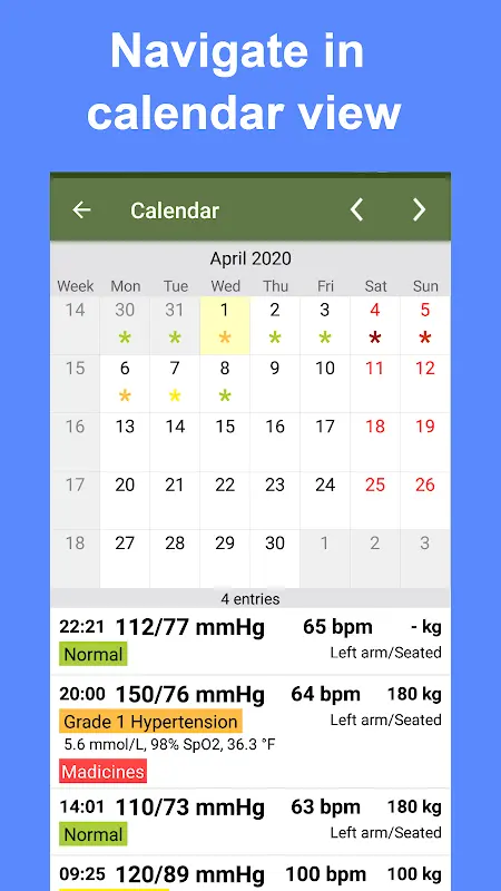 Blood Pressure Tracker app screenshot 1