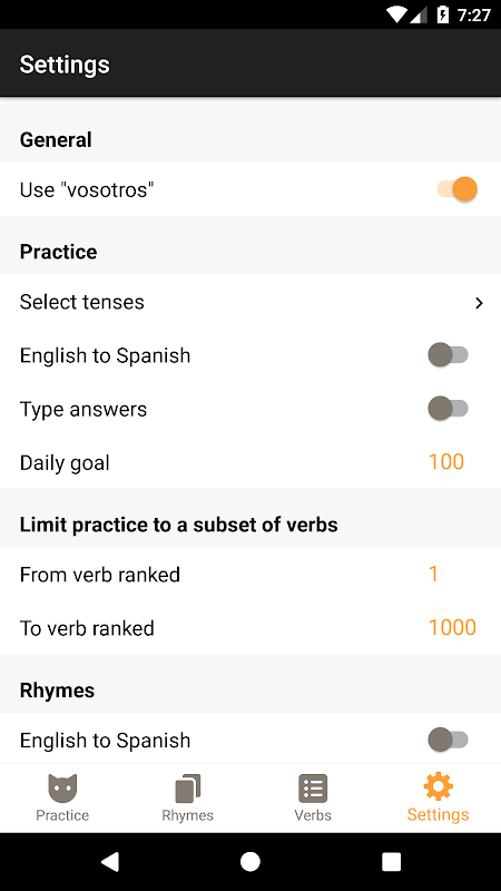 ConjuGato — Spanish Verbs app screenshot 1