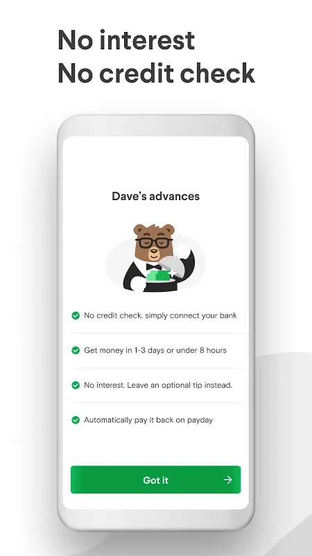 Dave – Banking & Cash Advance app screenshot 2