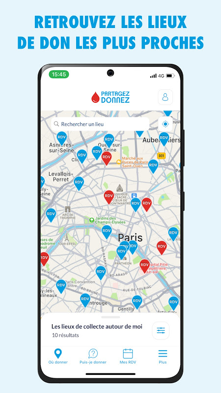 Don de sang app screenshot 1