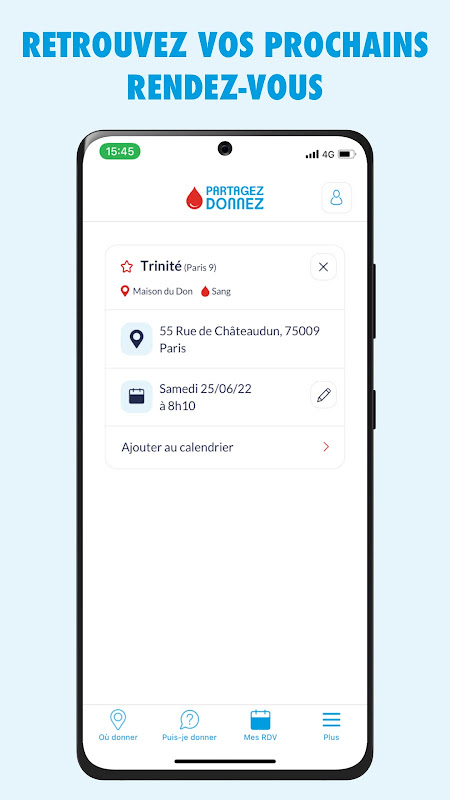 Don de sang app screenshot 4