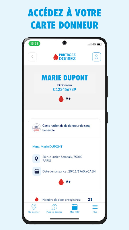 Don de sang app screenshot 6