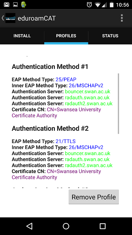 eduroam CAT app screenshot 2