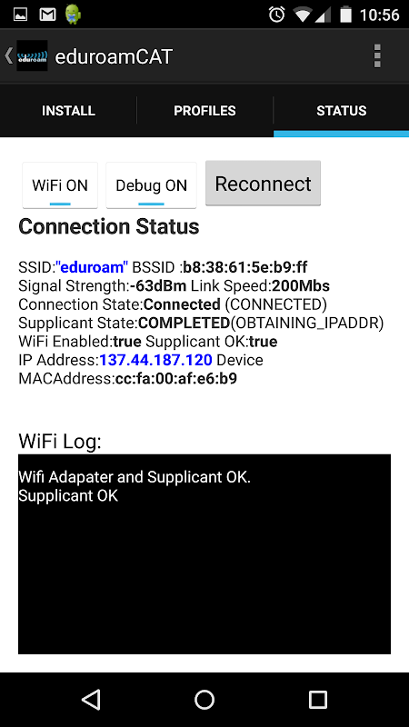 eduroam CAT app screenshot 3