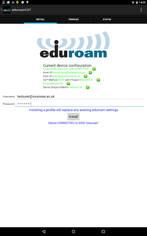 eduroam CAT app screenshot 4