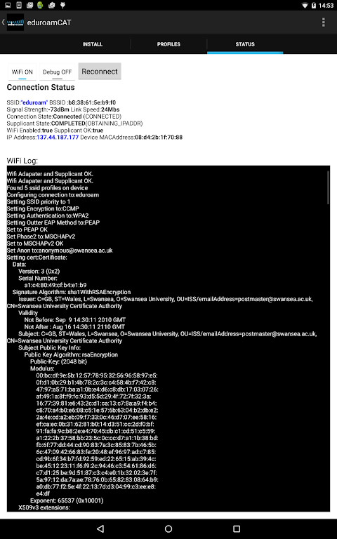 eduroam CAT app screenshot 6