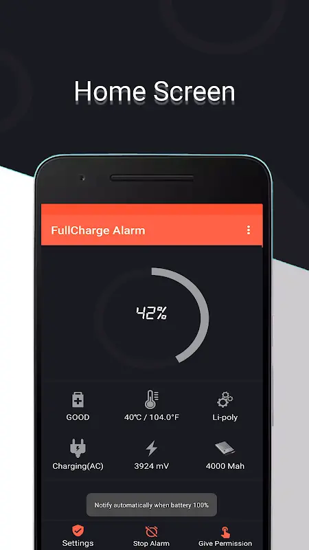 Full Charge Alarm app screenshot 2