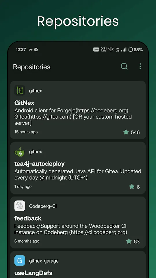 GitNex for Forgejo / Gitea app screenshot 3