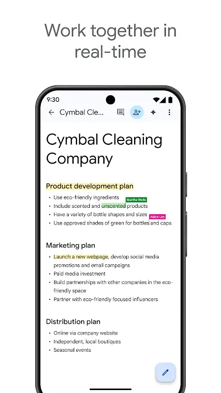 Google Docs app screenshot 1