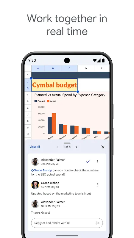 Google Sheets app screenshot 1