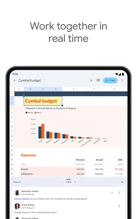 Google Sheets app screenshot 5