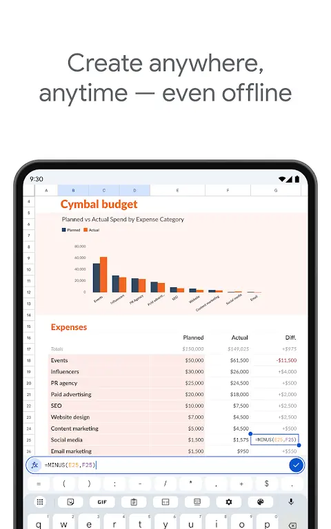 Google Sheets app screenshot 6
