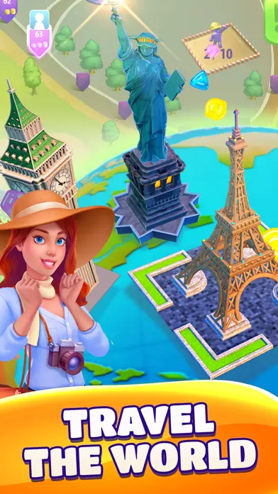 Gummy Drop! Match 3 & Travel app screenshot 2