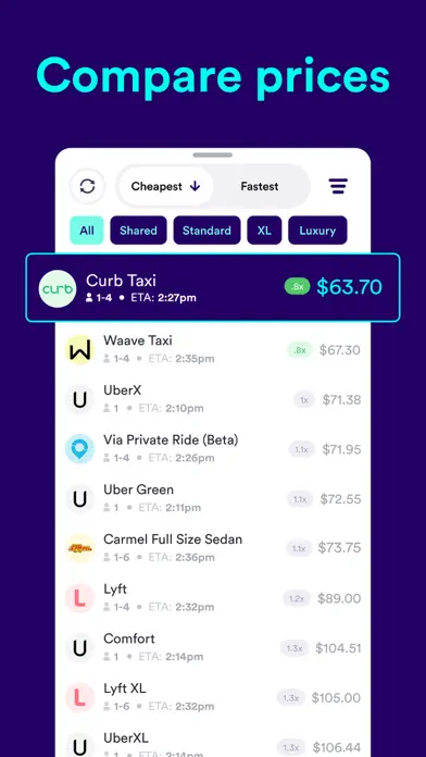 Hackney: Compare Rideshares app screenshot 5