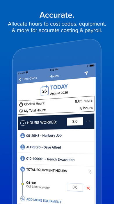HCSS myField: Track job hours app screenshot 2