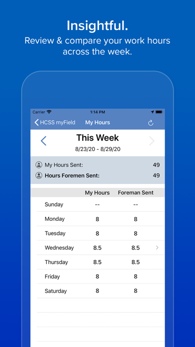 HCSS myField: Track job hours app screenshot 5