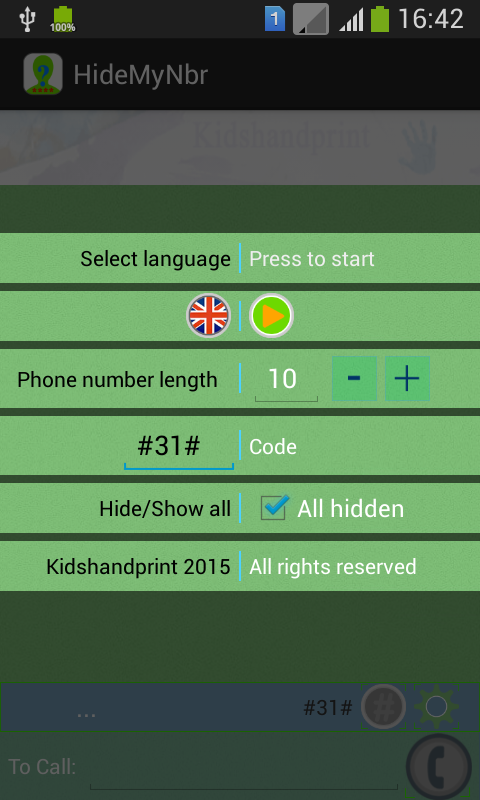 Hide My phone number app screenshot 1