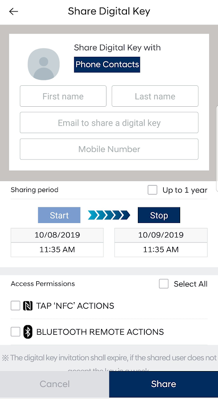 Hyundai Digital Key app screenshot 3