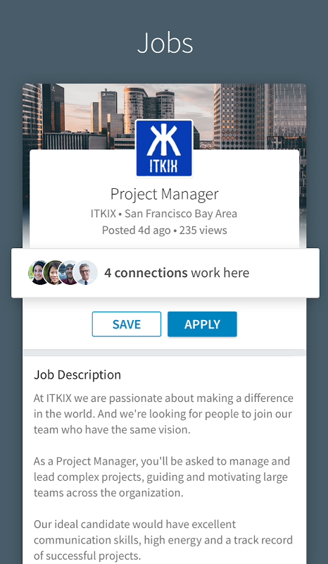 LinkedIn app screenshot 1