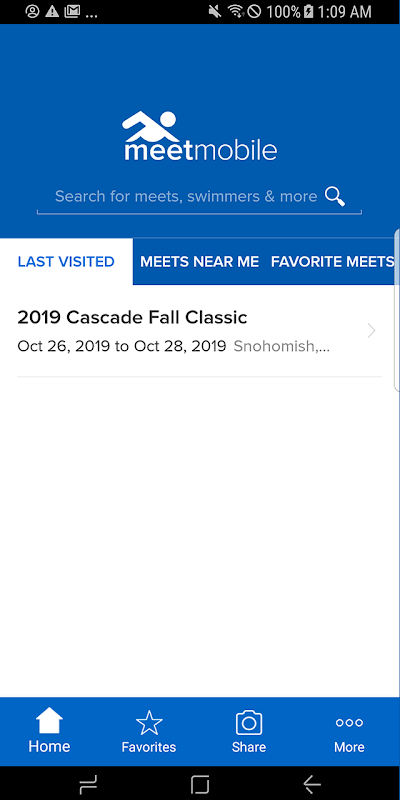 Meet Mobile: Swim app screenshot 1