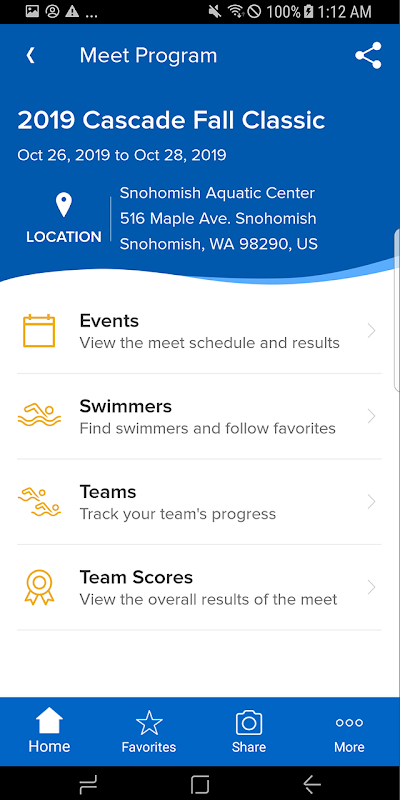 Meet Mobile: Swim app screenshot 2
