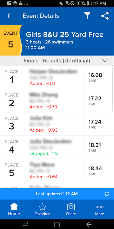 Meet Mobile: Swim app screenshot 4