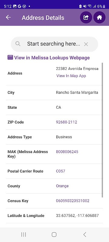 Melissa Lookups app screenshot 3
