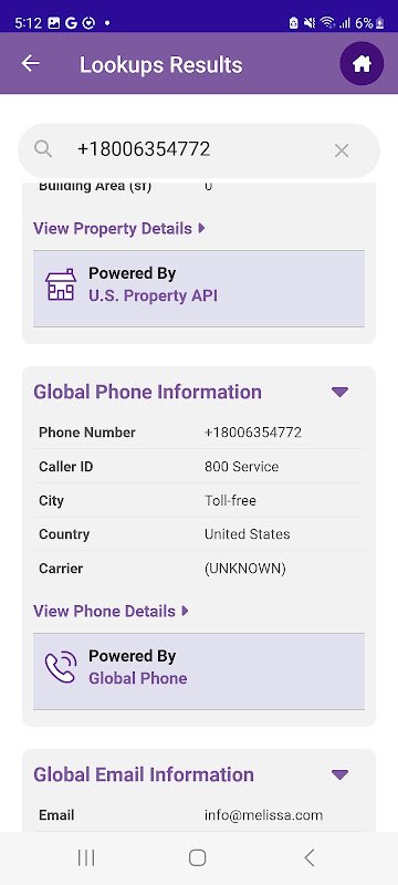 Melissa Lookups app screenshot 4
