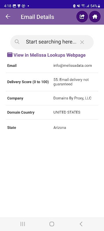 Melissa Lookups app screenshot 5