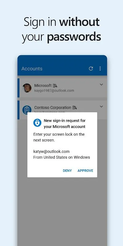 Microsoft Authenticator app screenshot 1