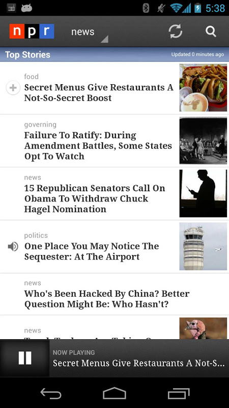 NPR app screenshot 1