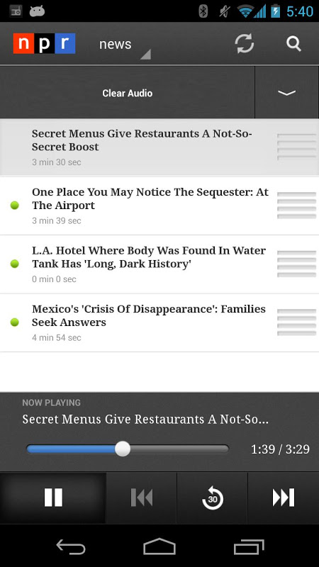 NPR app screenshot 2