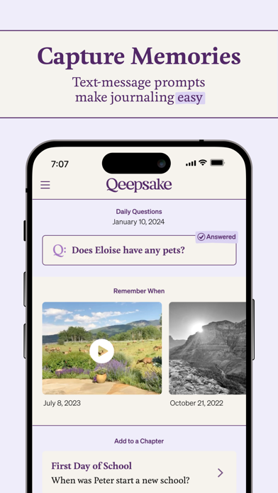Qeepsake: Family & Baby Book app screenshot 2