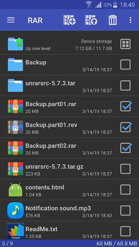 RAR app screenshot 2