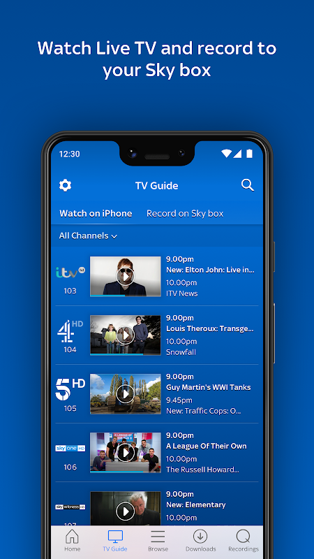 Sky Go app screenshot 1