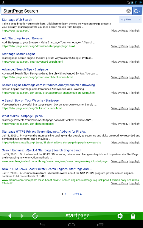 Startpage Private Search app screenshot 1