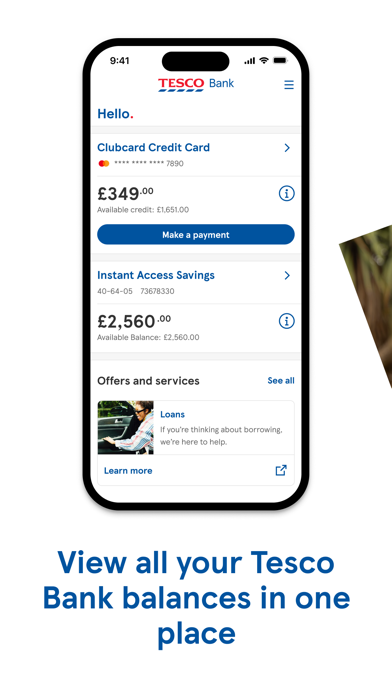 Tesco Bank and Clubcard Pay+ app screenshot 1