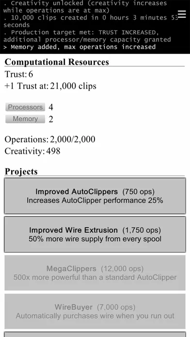Universal Paperclips app screenshot 2