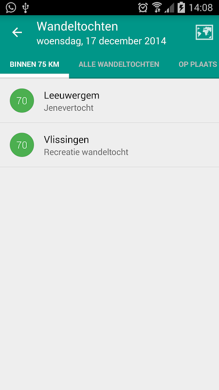 Wandeltochten app screenshot 1