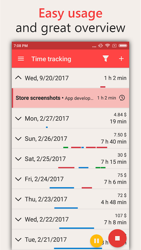 WorkingHours – Time Tracking app screenshot 3